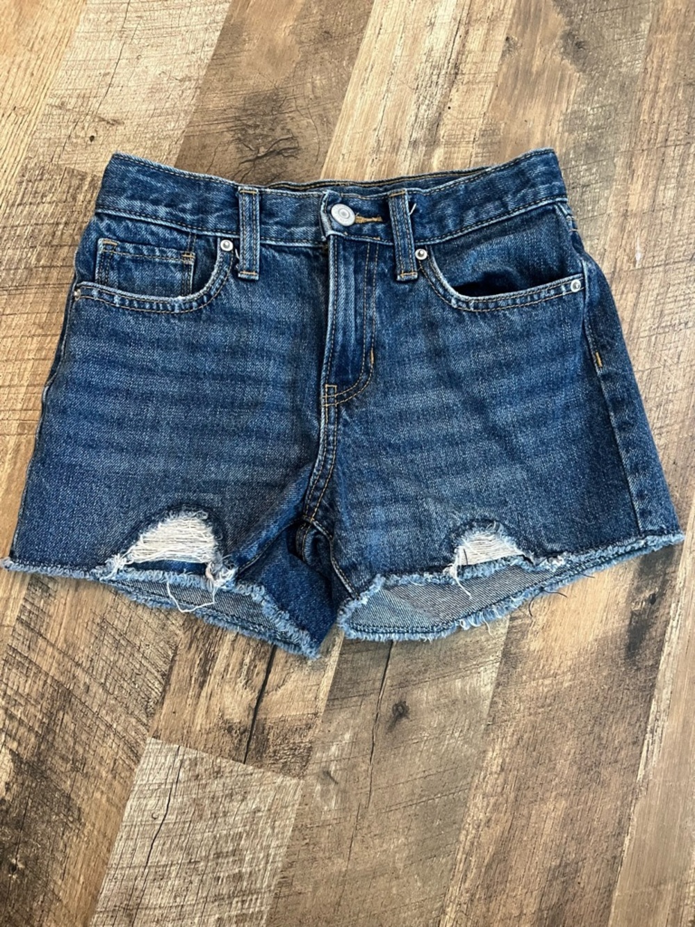 Old Navy Dark Blue Distressed Denim Cutoff Shorts - Picture 7 of 11
